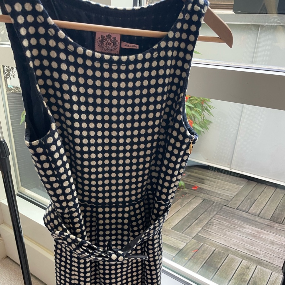 Houndstooth Belted Wool Sleeveless Sheath mini dress